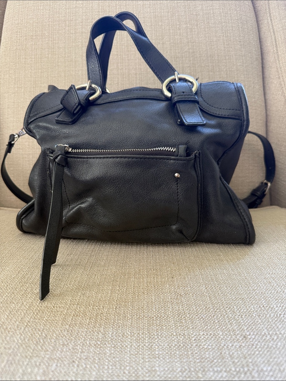 Urban Expressions Black Vegan Leather Satchel Shoulder Bag - Y2K Style